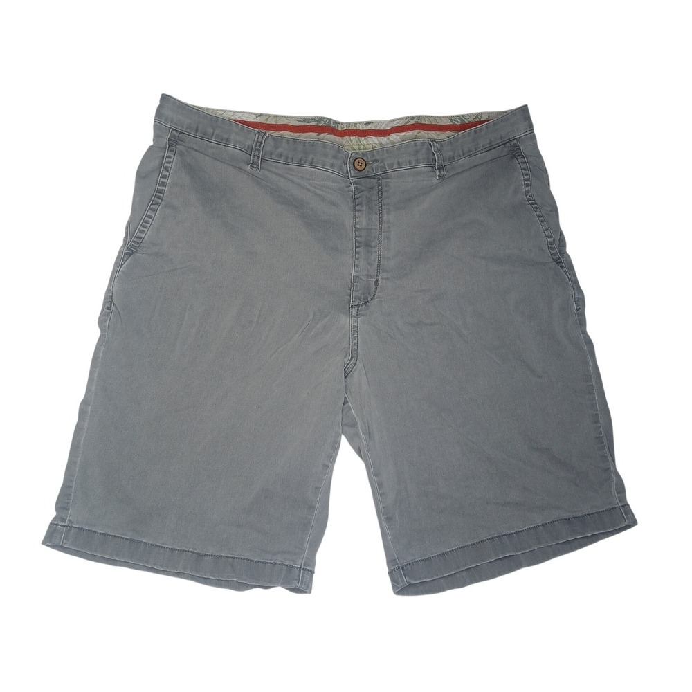Tommy Bahama Chino Shorts Mens 38 Grey Cotton Tencel Blend Flat Front Casual